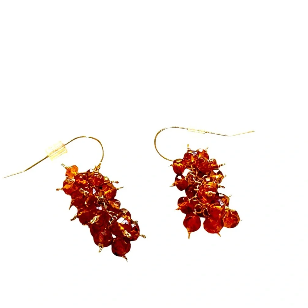 Vintage Gold and Amber Cluster Earrings. Excellent condition.